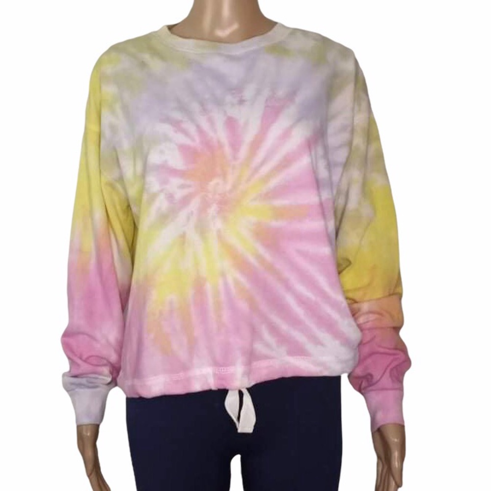 Dreamsicle Tie Dye Crewneck Drawstring Waist Oversized Sweatshirt